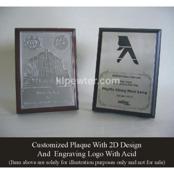 Customized Pewter Plaque with 3D Design