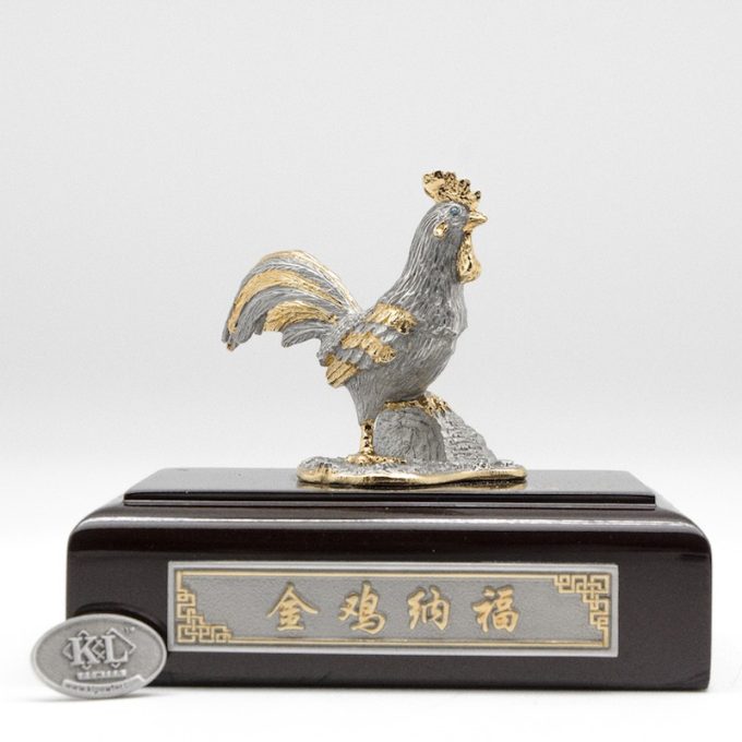 [811] Rooster (Gold) (Wood Base)