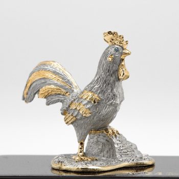 [811] Rooster (Gold) (Wood Base)
