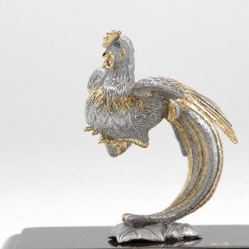 [812] Rooster (Gold) (Wood Base)