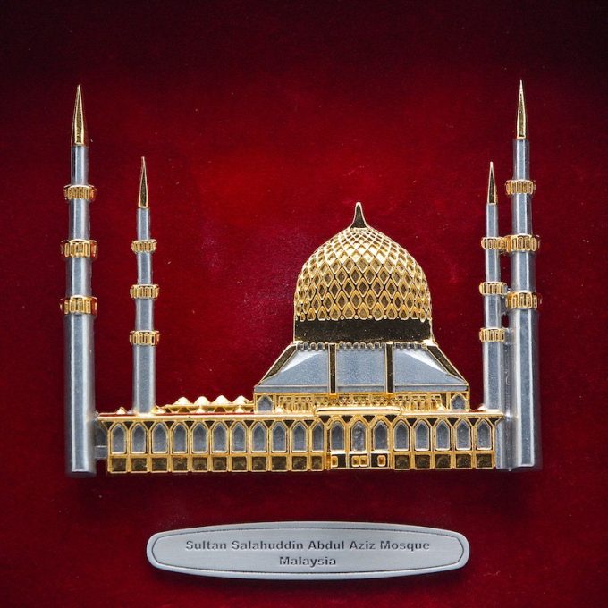 [601G] Mosque Sultan Salahuddin Abdul Aziz (Gold) (8" x 8" inches)